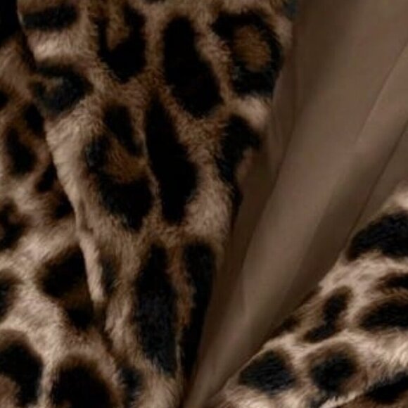 Brown Casual Women's Leopard Print Faux Fur Coat jacket - Picture 11 of 11
